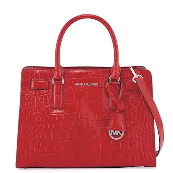 MICHAEL Michael Kors Handbags - Michael Kors Red Croc-Embossed Satchel